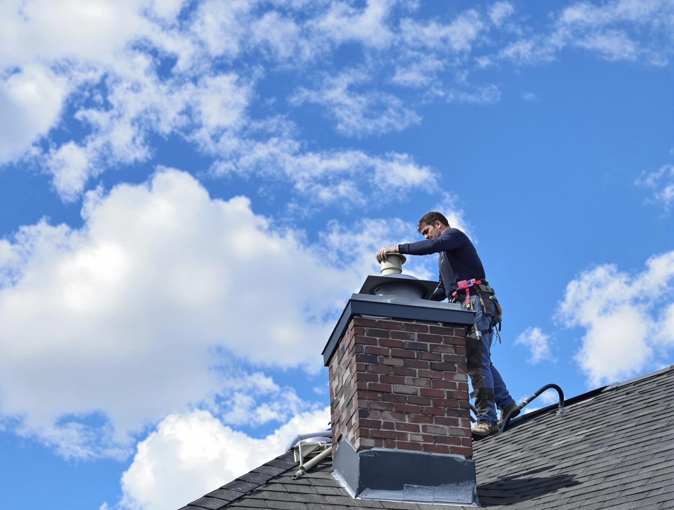 North Ogden Chimney Sweep installing a sturdy chimney cap in North Ogden, UT