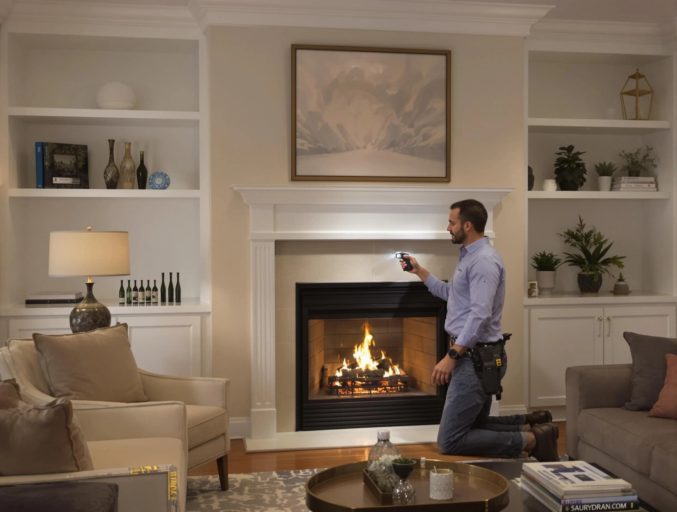 North Ogden Chimney Sweep conducting a fireplace safety inspection in North Ogden, UT