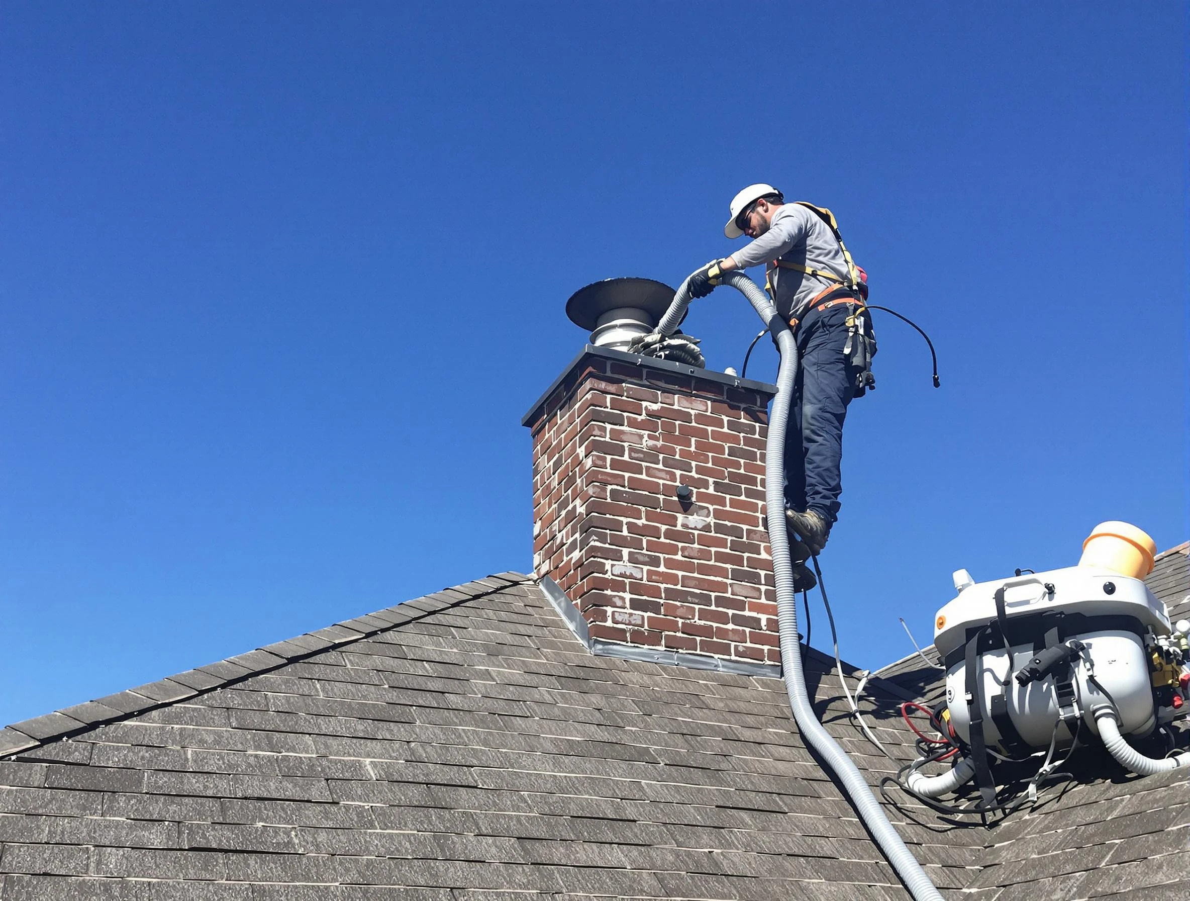 Dedicated North Ogden Chimney Sweep team member cleaning a chimney in North Ogden, UT