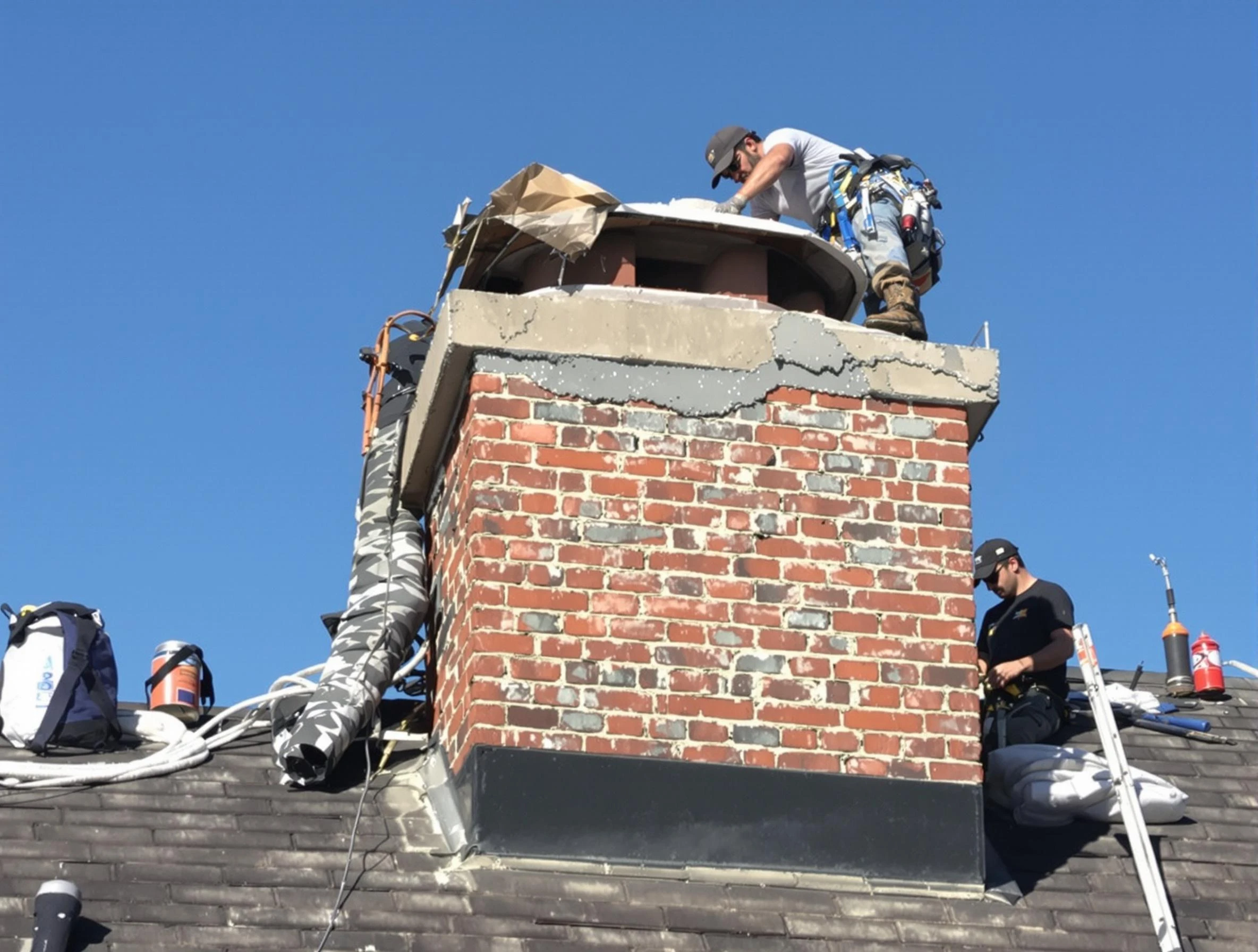 North Ogden Chimney Sweep installing a custom chimney crown in North Ogden, UT